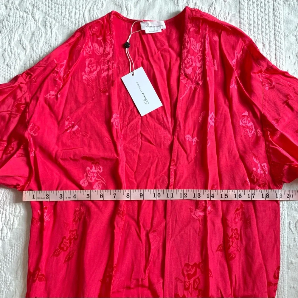 NWT Lovers + Friends Hot Pink Satin Kimono Robe Wrap Dress XXS XS No Belt - Picture 10 of 16